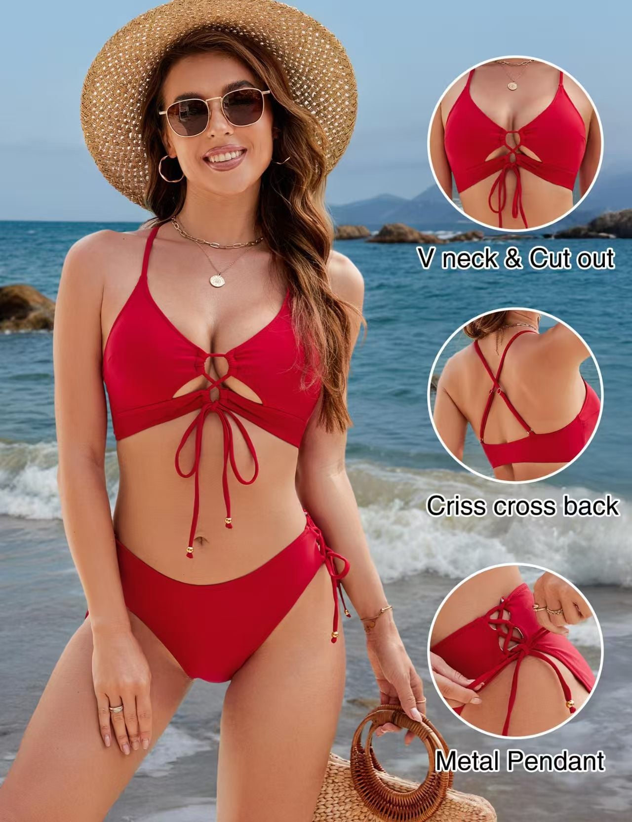 Front Lace-Up Tie-Side Bikini Set
