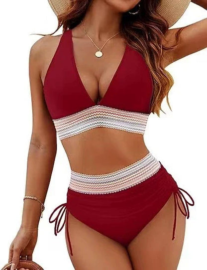 Colorful striped two-piece swimsuit