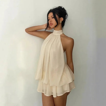 Valeria™ | Halter Backless Chiffon Dress