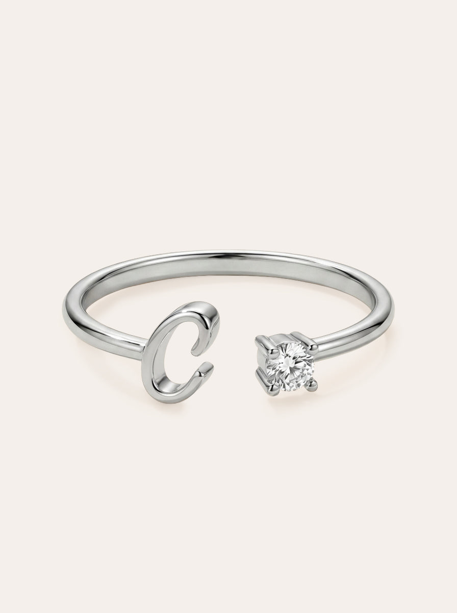 Valentia – Ring with Letter & Zirconia