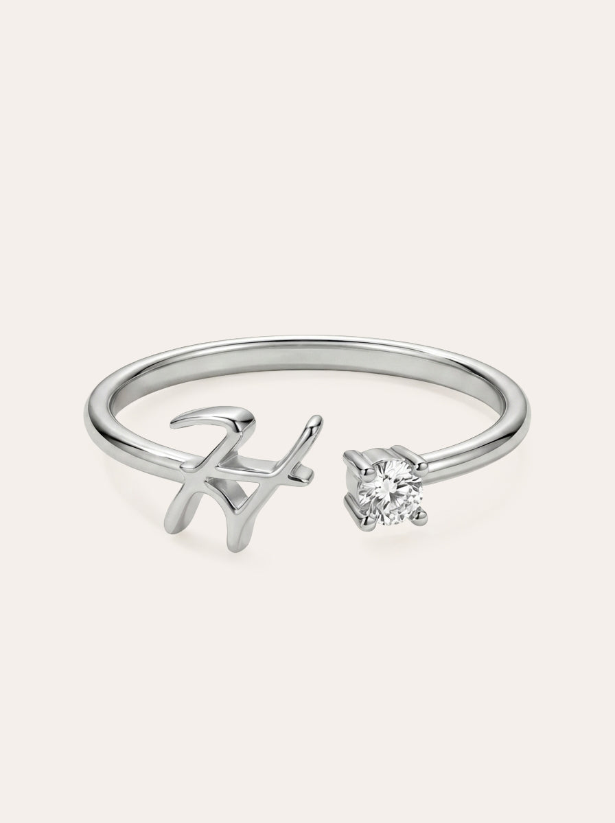 Valentia – Ring with Letter & Zirconia