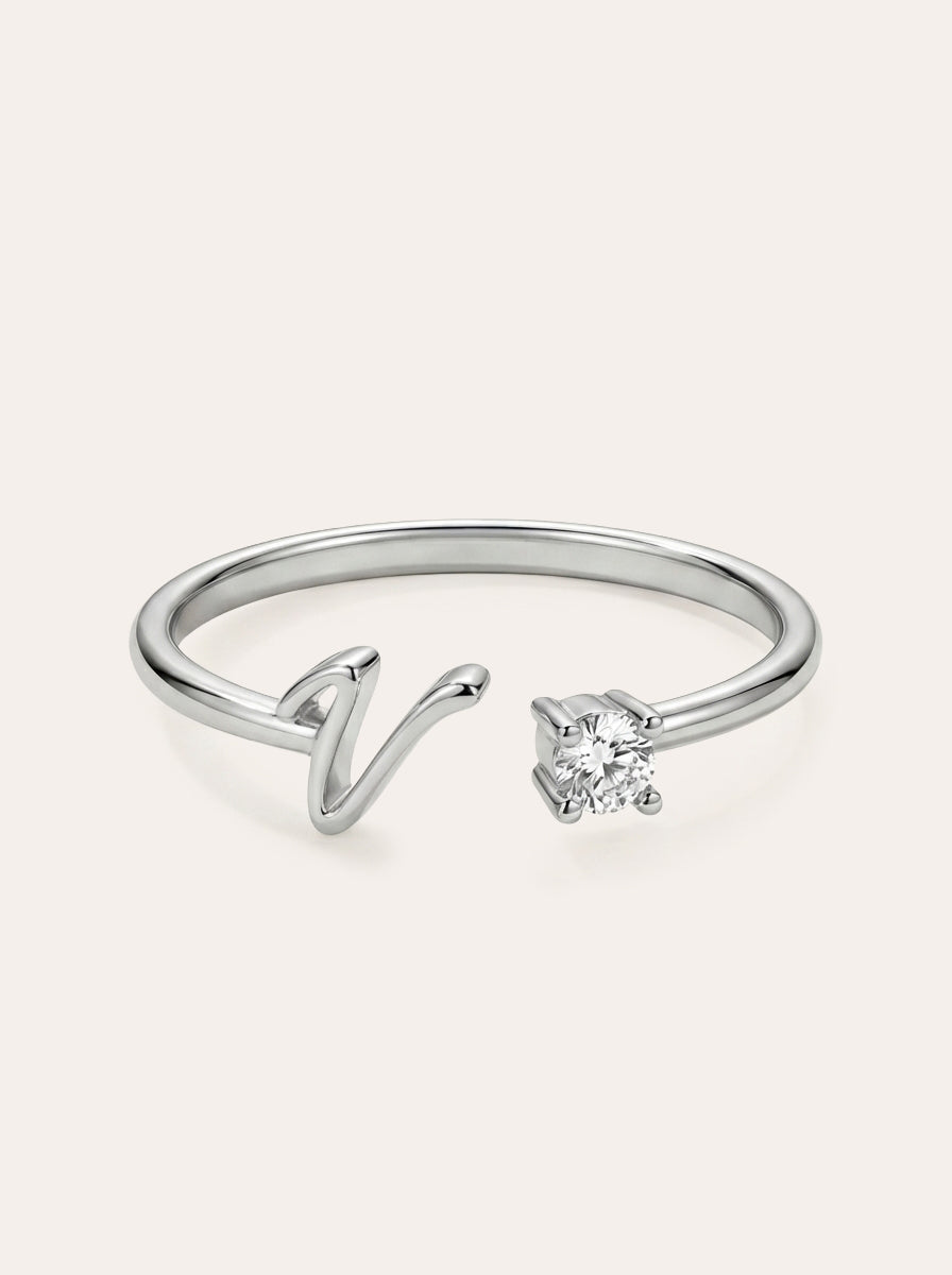 Valentia – Ring with Letter & Zirconia