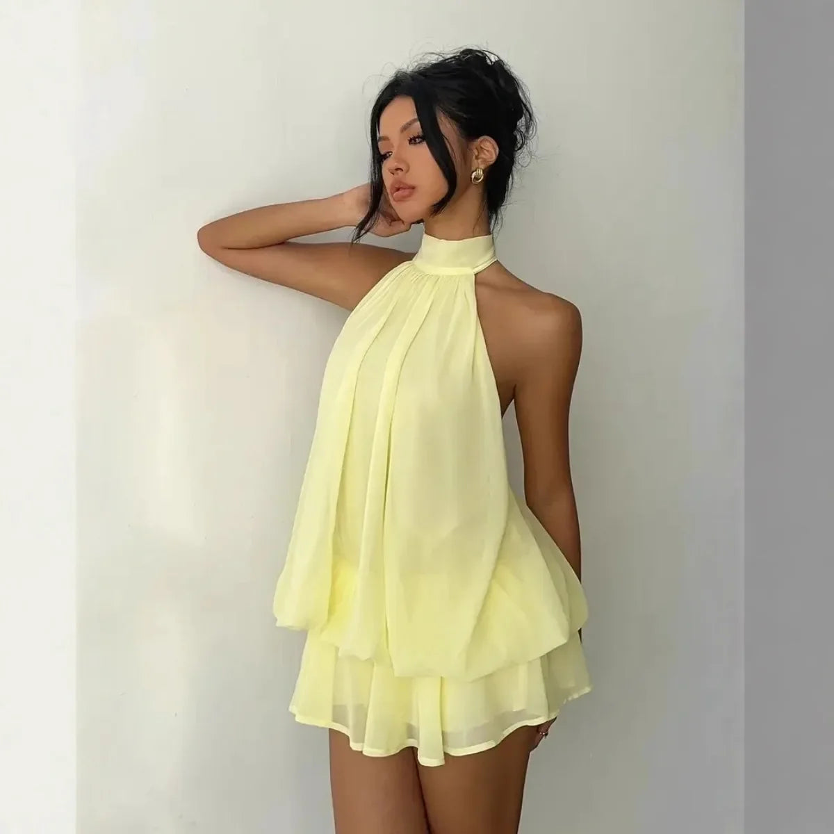 Valeria™ | Halter Backless Chiffon Dress