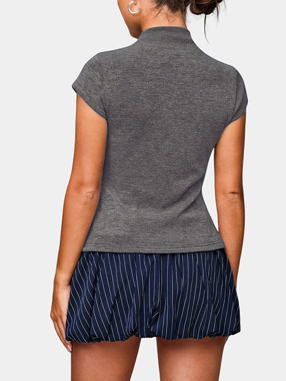 Valentina Button-Down Ribbed Top