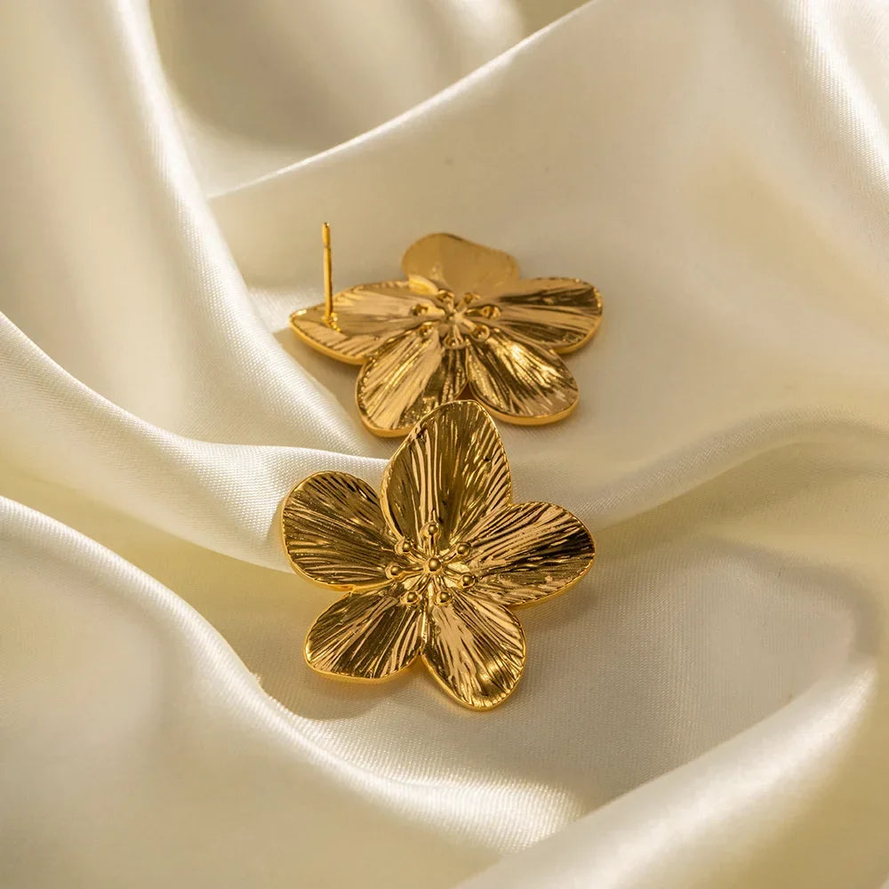 Golden Petal Statement Earrings