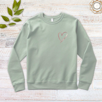 Sage Sweatshirt with Rose Gold Heart