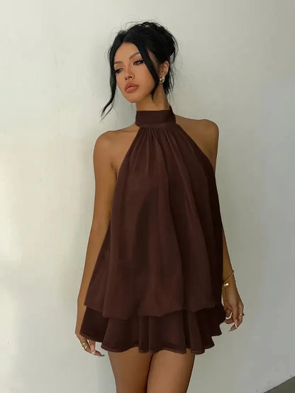 Valeria™ | Halter Backless Chiffon Dress