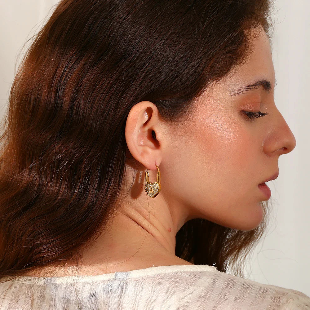 Golden Hour Heartlock Hoops