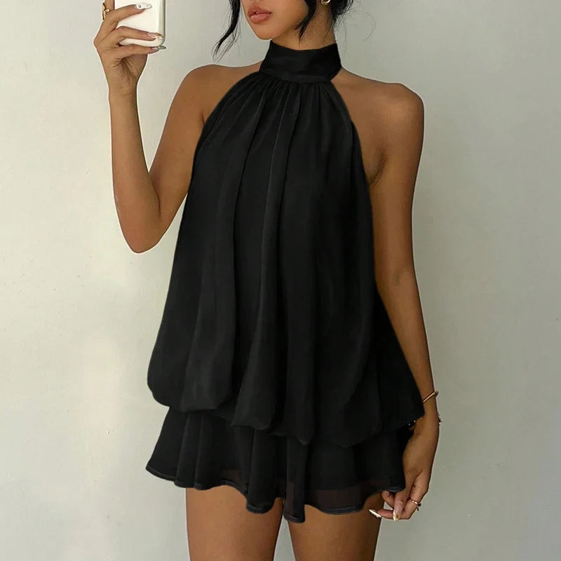 Valeria™ | Halter Backless Chiffon Dress