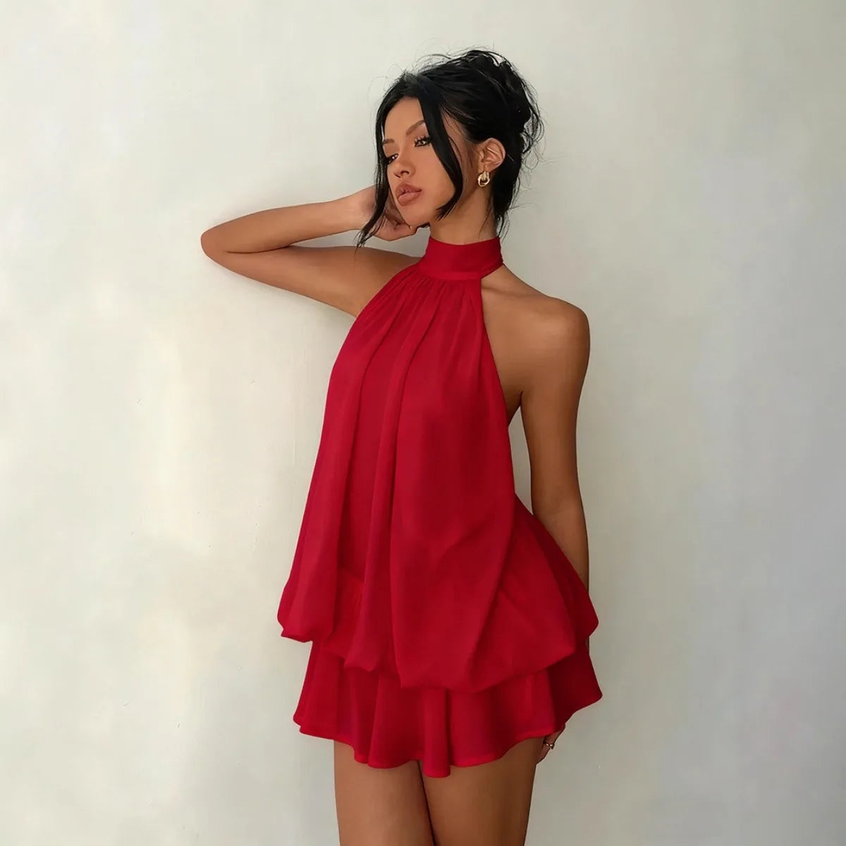 Valeria™ | Halter Backless Chiffon Dress