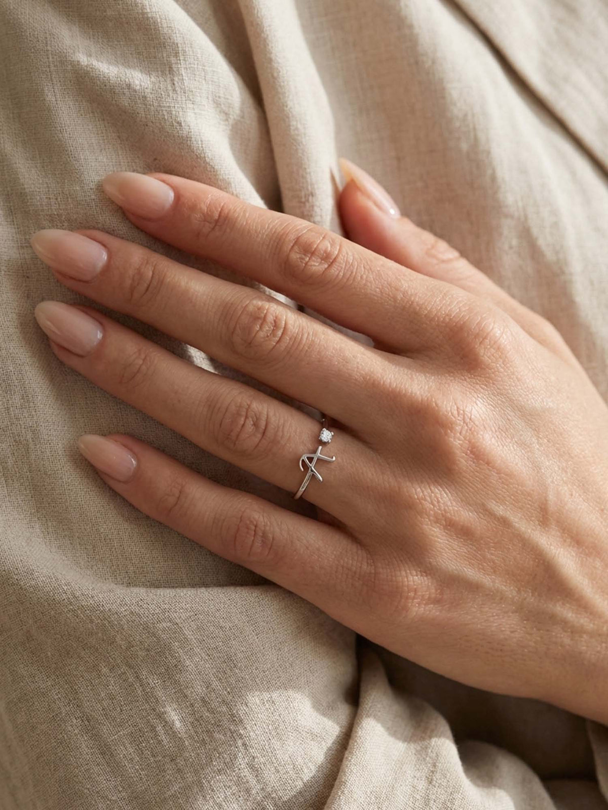Valentia – Ring with Letter & Zirconia