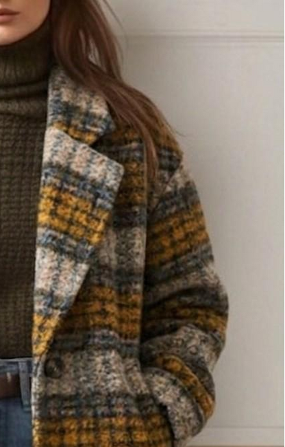 Sienna | Earth Tone Check Longline Coat