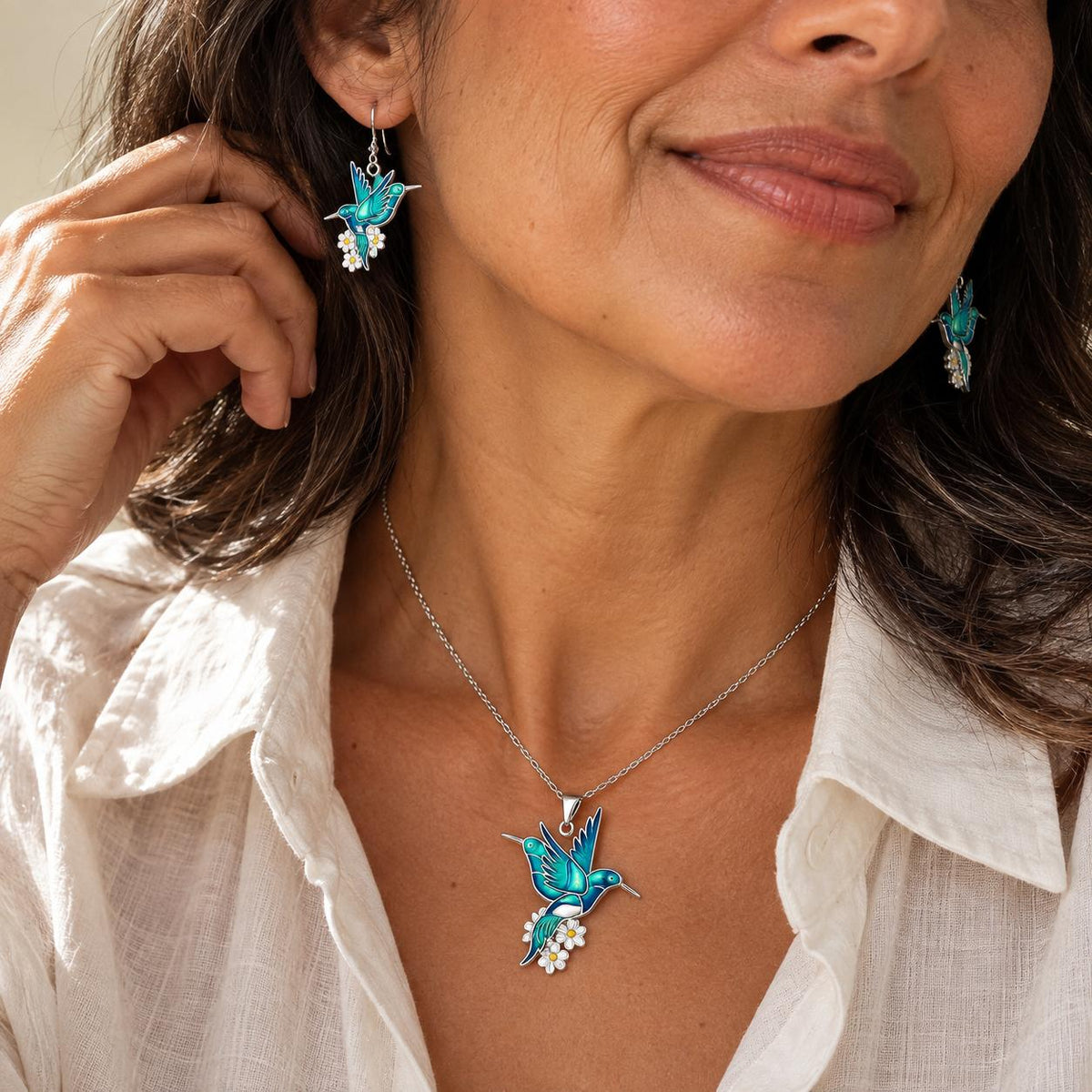 The Hummingbird Set — Necklace & Earrings