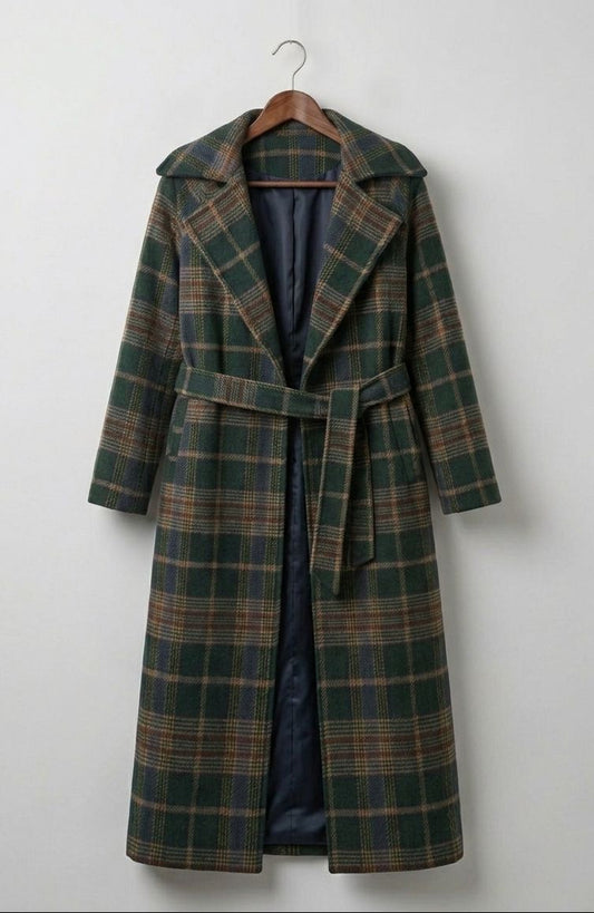Ivy | Forest Green Check Longline Coat  — Final Edit