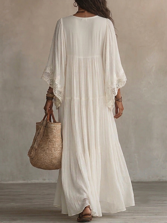 Indara | White V-neck maxi dress