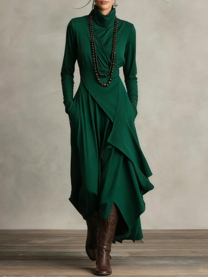Elowen | High-Neck Asymmetric Maxi Dress