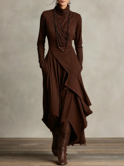 Elowen | High-Neck Asymmetric Maxi Dress