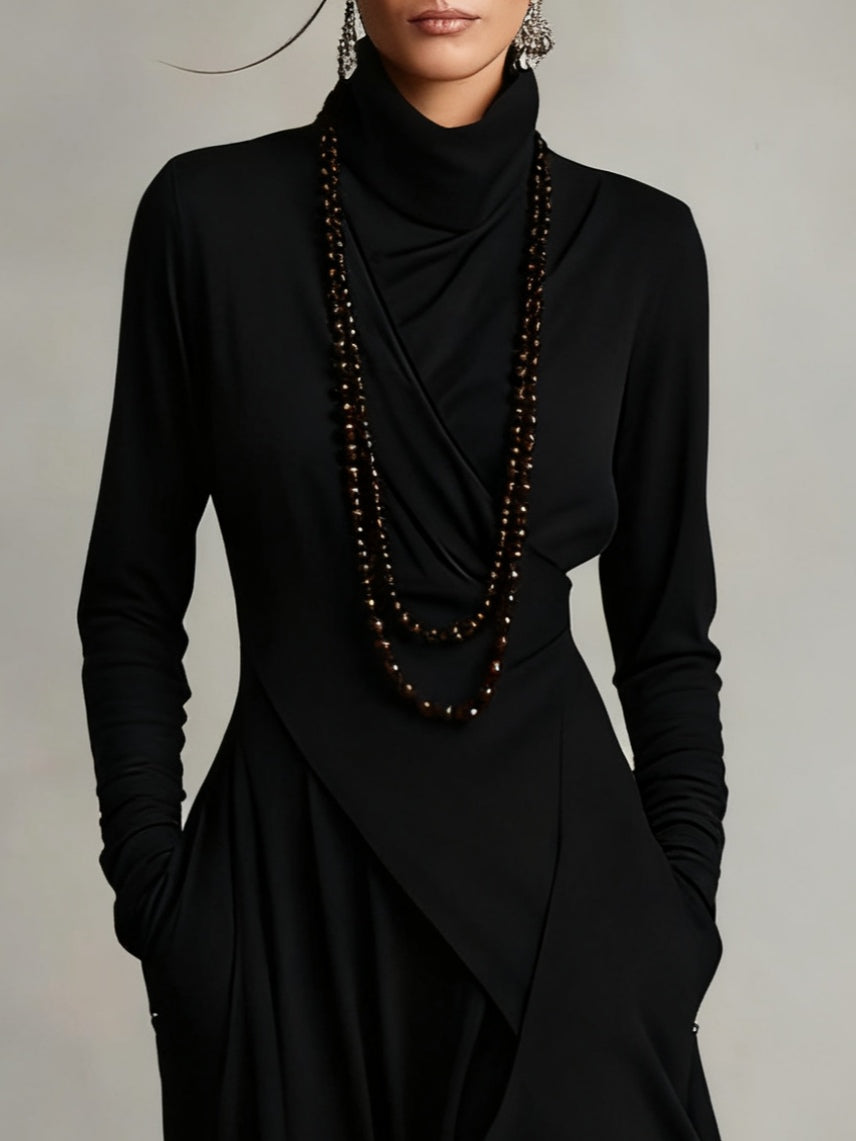 Elowen | High-Neck Asymmetric Maxi Dress