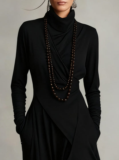 Elowen | High-Neck Asymmetric Maxi Dress