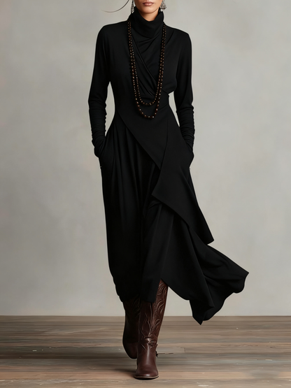 Elowen | High-Neck Asymmetric Maxi Dress