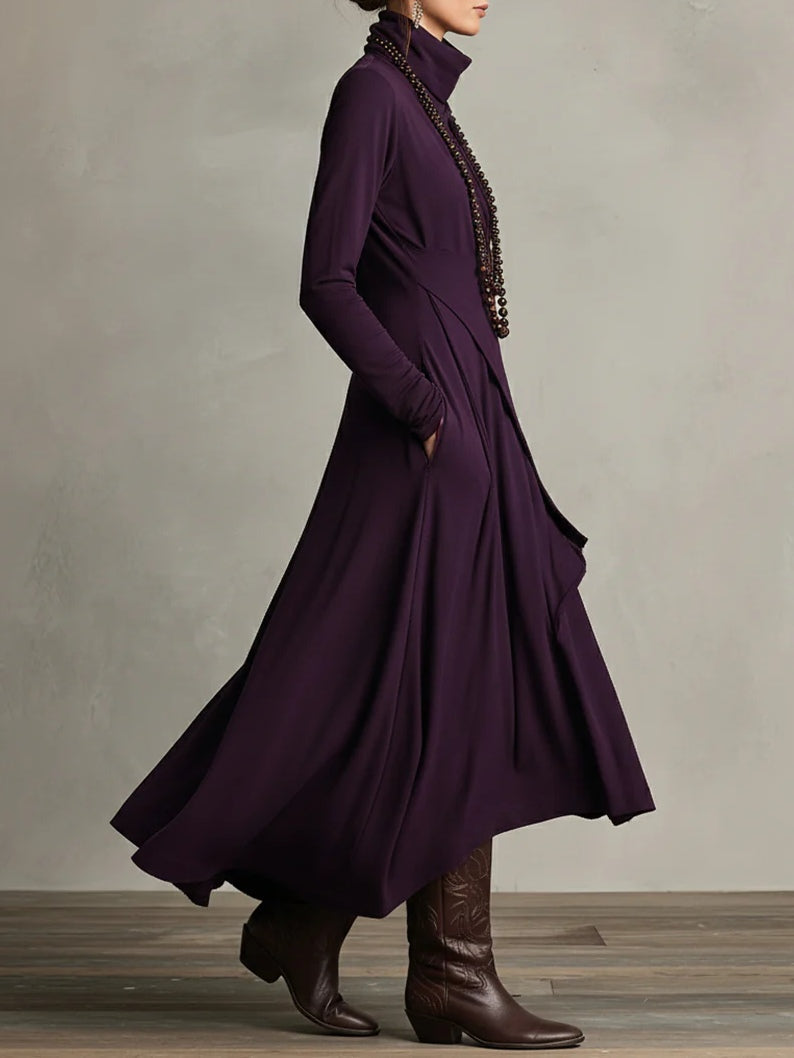 Elowen | High-Neck Asymmetric Maxi Dress