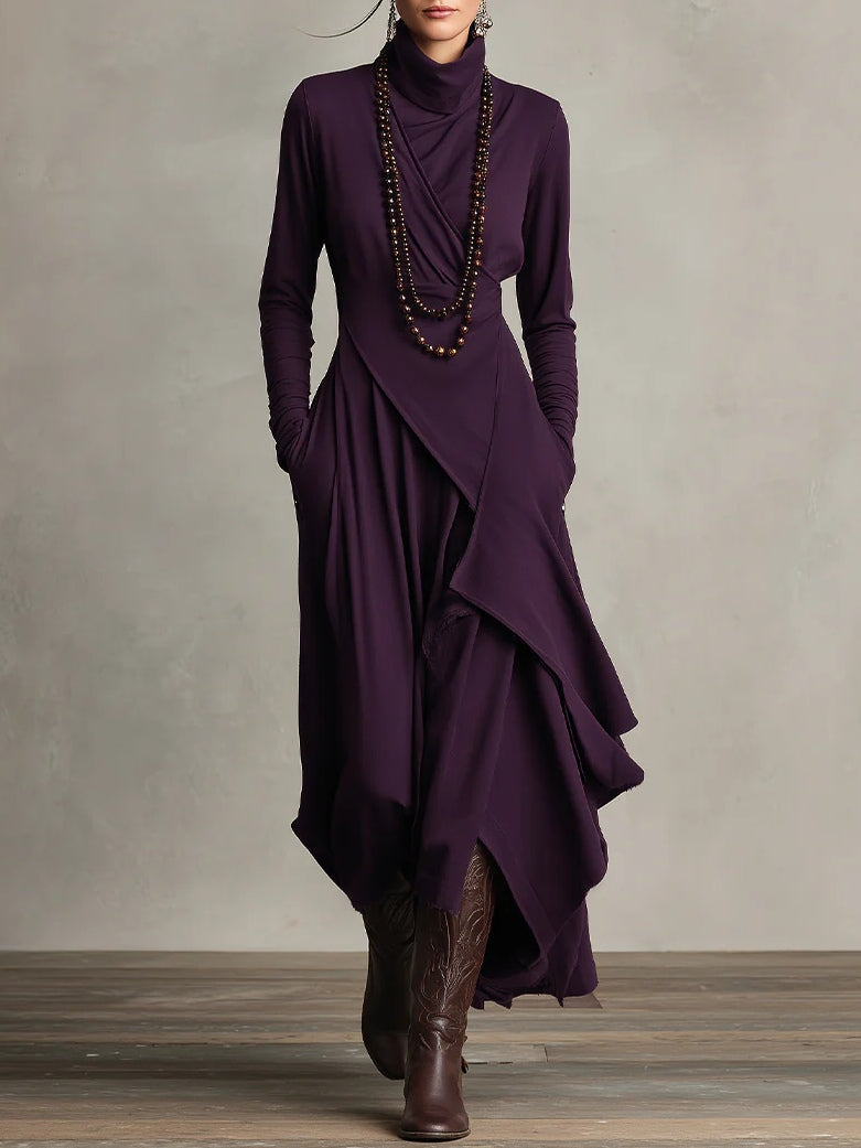 Elowen | High-Neck Asymmetric Maxi Dress