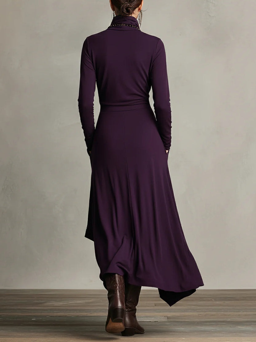 Elowen | High-Neck Asymmetric Maxi Dress