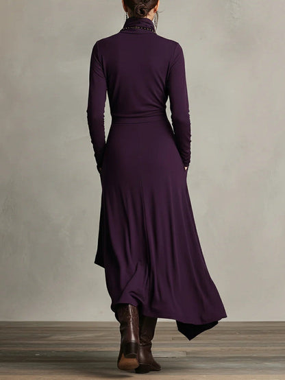 Elowen | High-Neck Asymmetric Maxi Dress