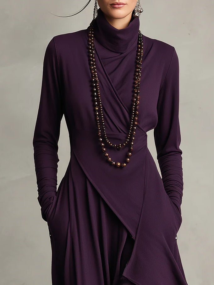 Elowen | High-Neck Asymmetric Maxi Dress