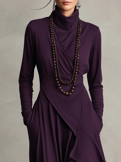 Elowen | High-Neck Asymmetric Maxi Dress