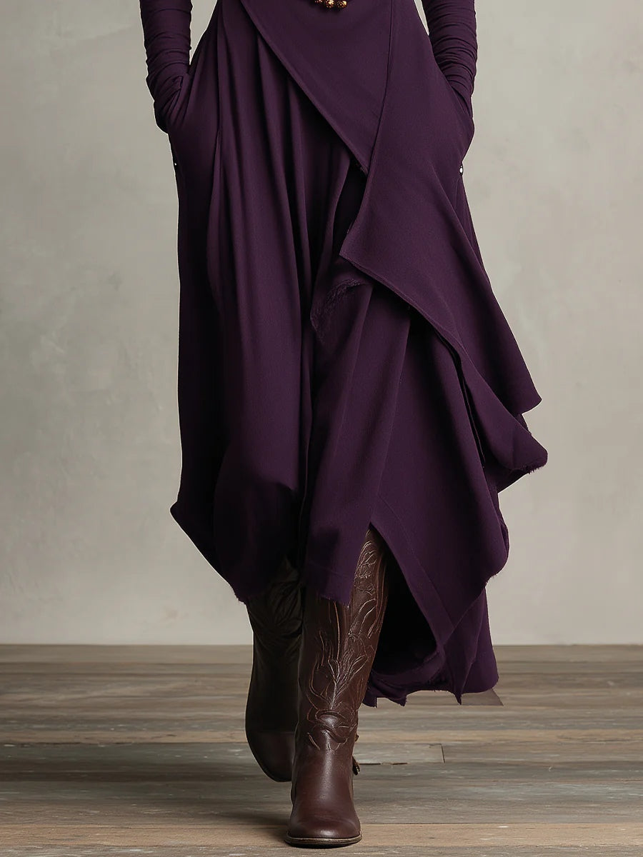 Elowen | High-Neck Asymmetric Maxi Dress