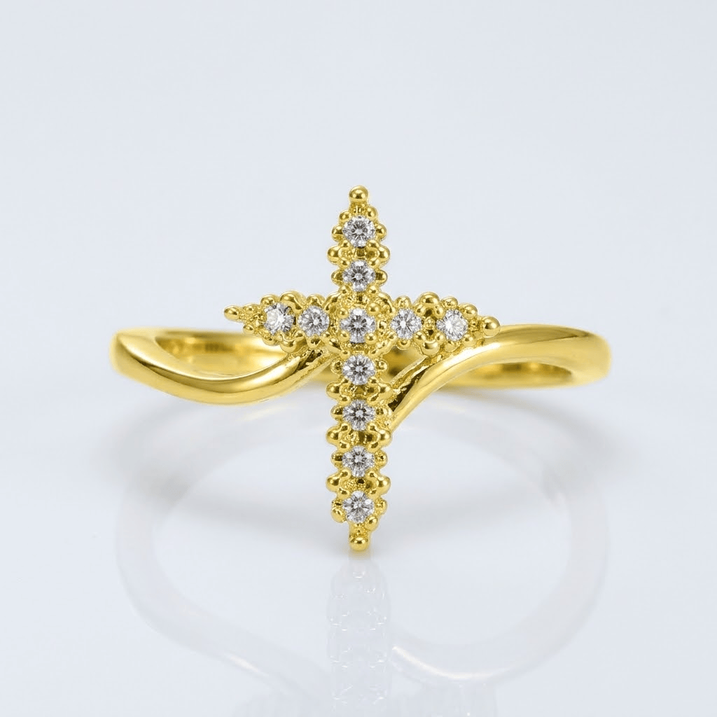 The Glory Ring — Silver Cross with Crystal Detail