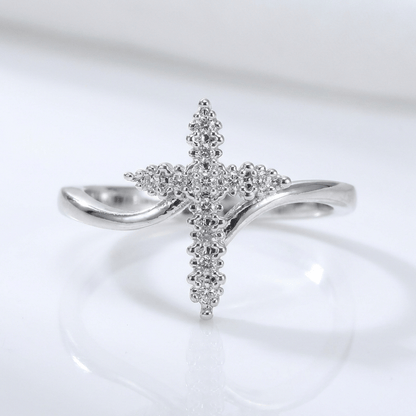 The Glory Ring — Silver Cross with Crystal Detail