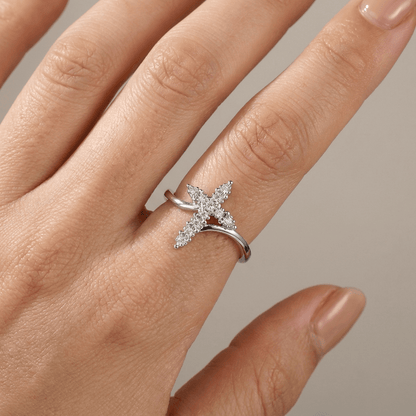 The Glory Ring — Silver Cross with Crystal Detail