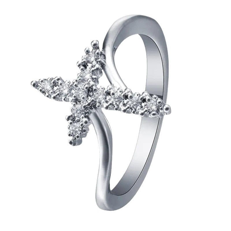 The Glory Ring — Silver Cross with Crystal Detail