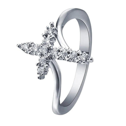 The Glory Ring — Silver Cross with Crystal Detail