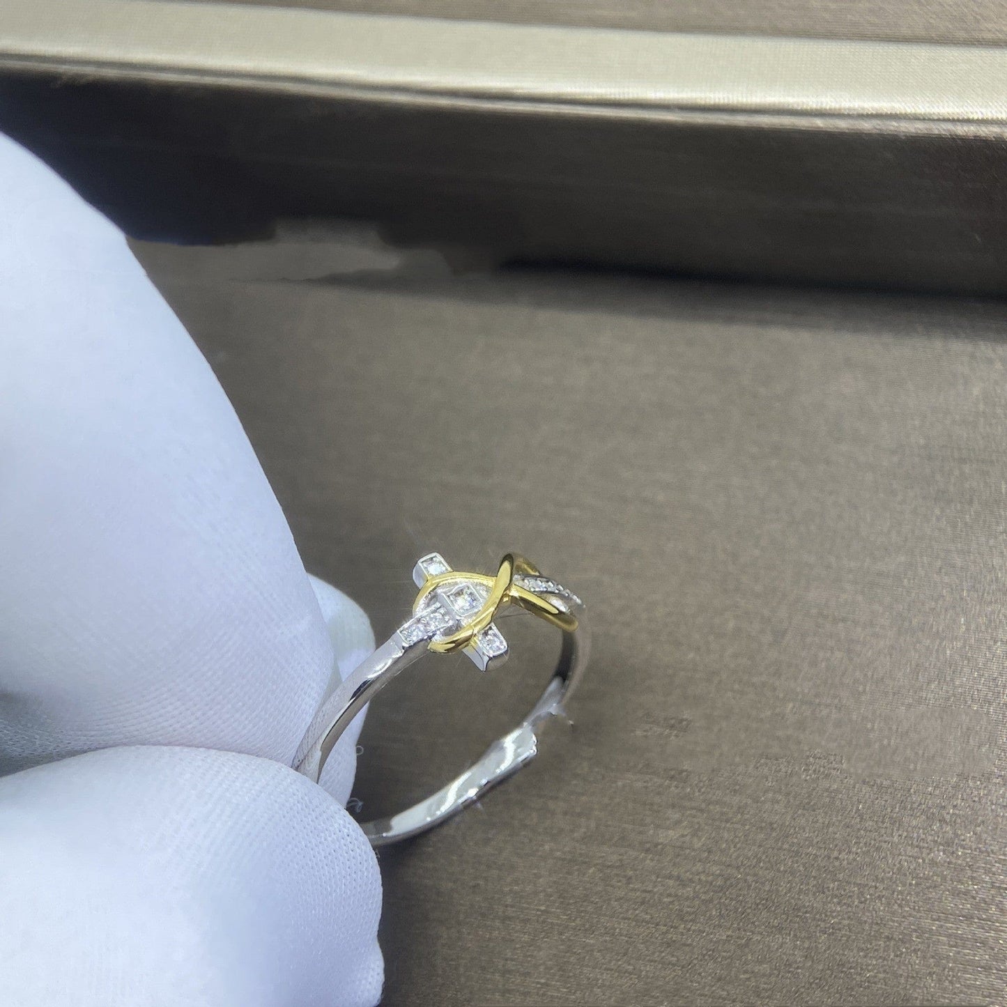 The Heritage Ring — Silver and Gold Two-Tone Cross Band