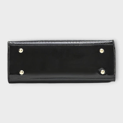Vespera™ | Glossy Crocodile Pattern Handbag