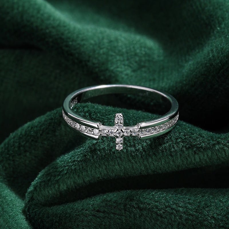 The Faith Ring — Cross with Crystal Detail