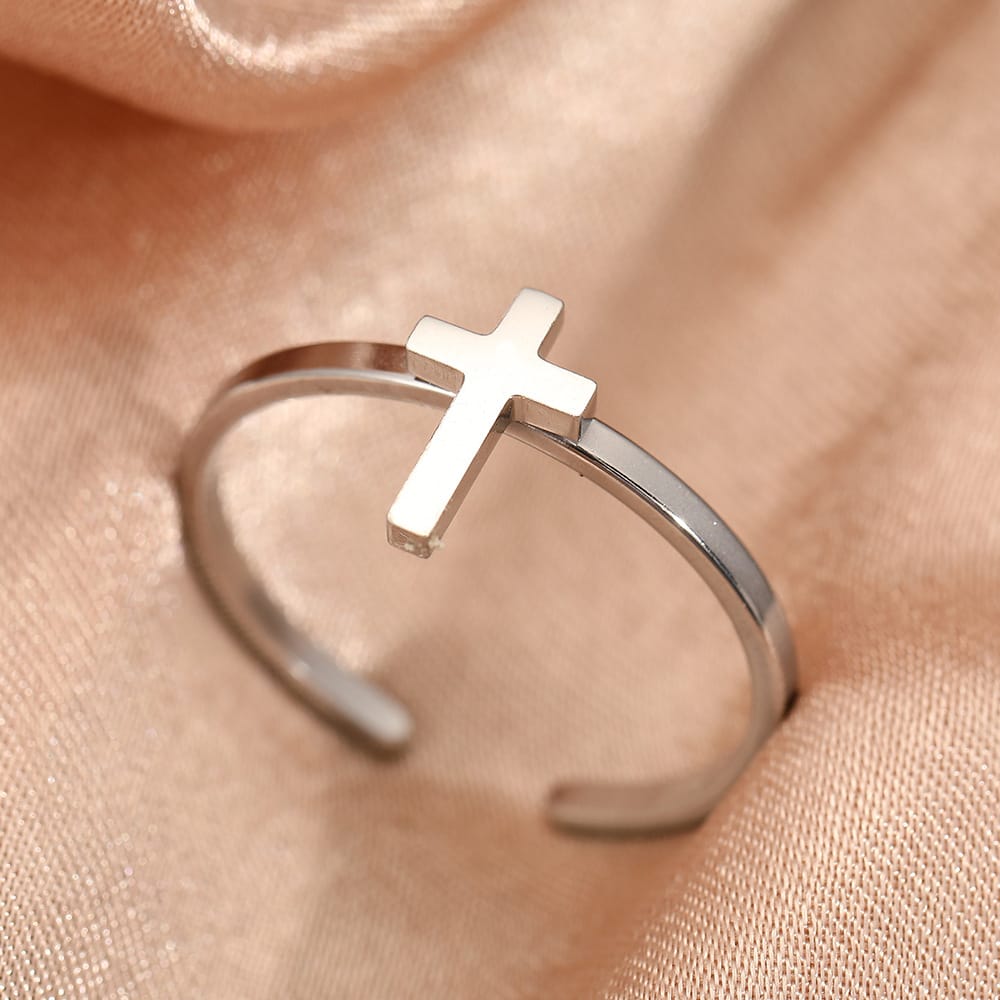 The Cornerstone Ring — Cross-Top Band (Adjustable)