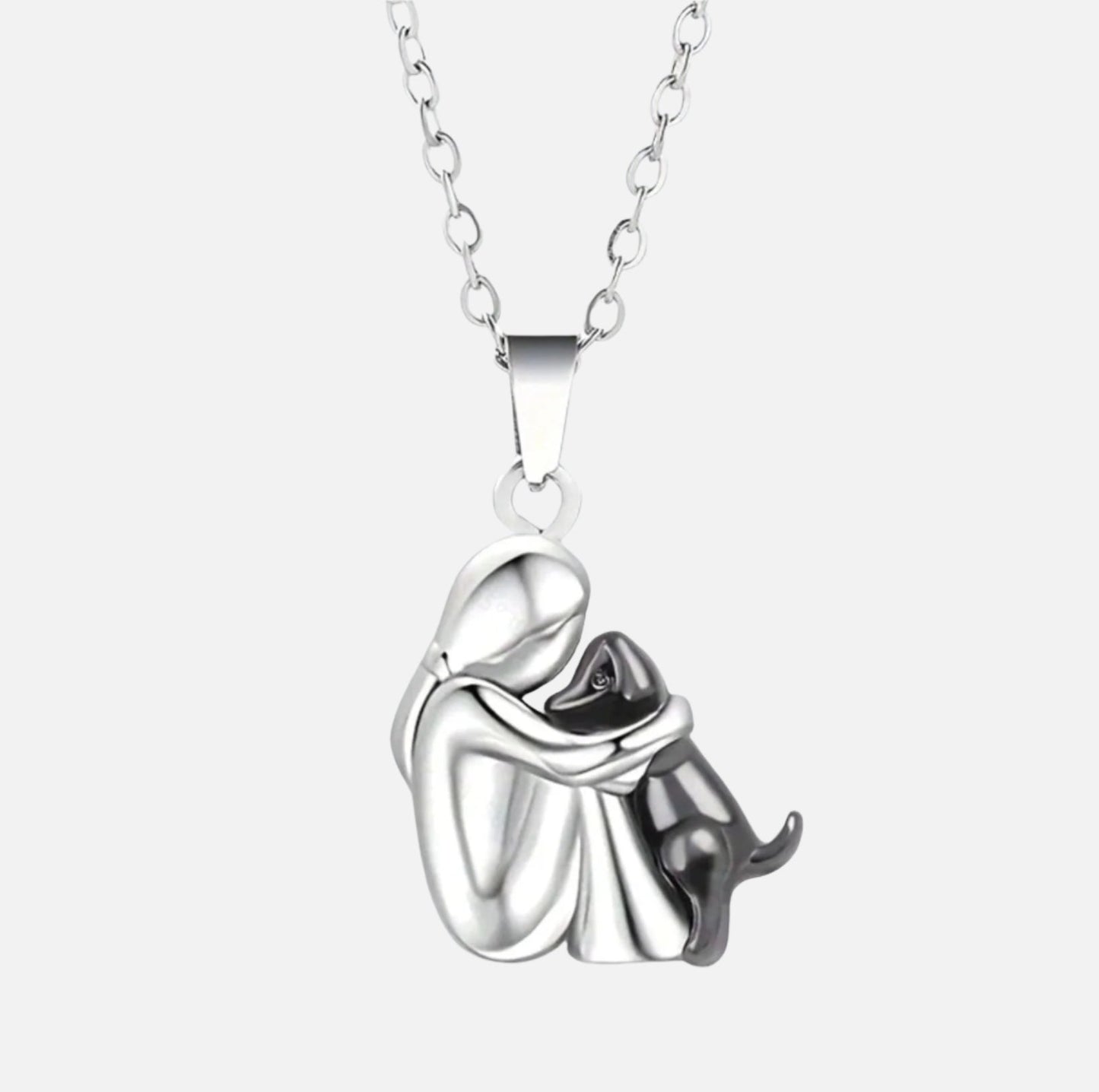 The Hug Pendant — Woman & Dog Necklace