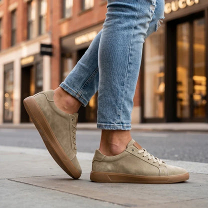 Mario | Retro Leather Low-Top Sneakers with Gum Sole