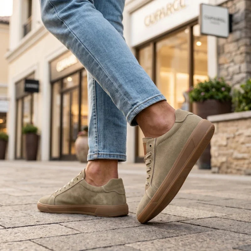 Mario | Retro Leather Low-Top Sneakers with Gum Sole