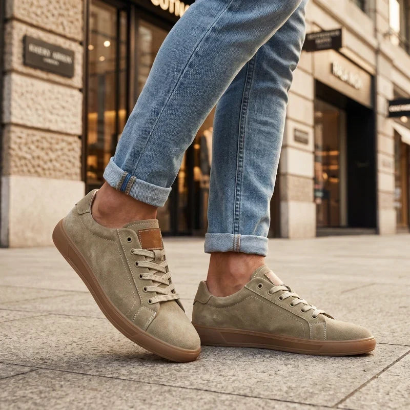 Mario | Retro Leather Low-Top Sneakers with Gum Sole