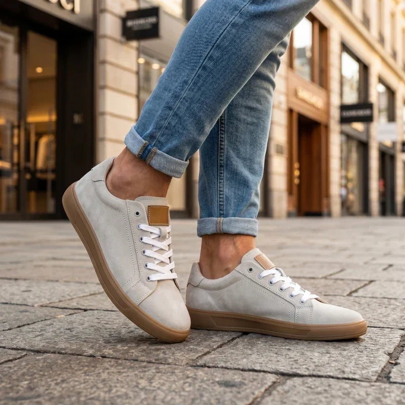 Mario | Retro Leather Low-Top Sneakers with Gum Sole
