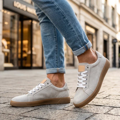 Mario | Retro Leather Low-Top Sneakers with Gum Sole