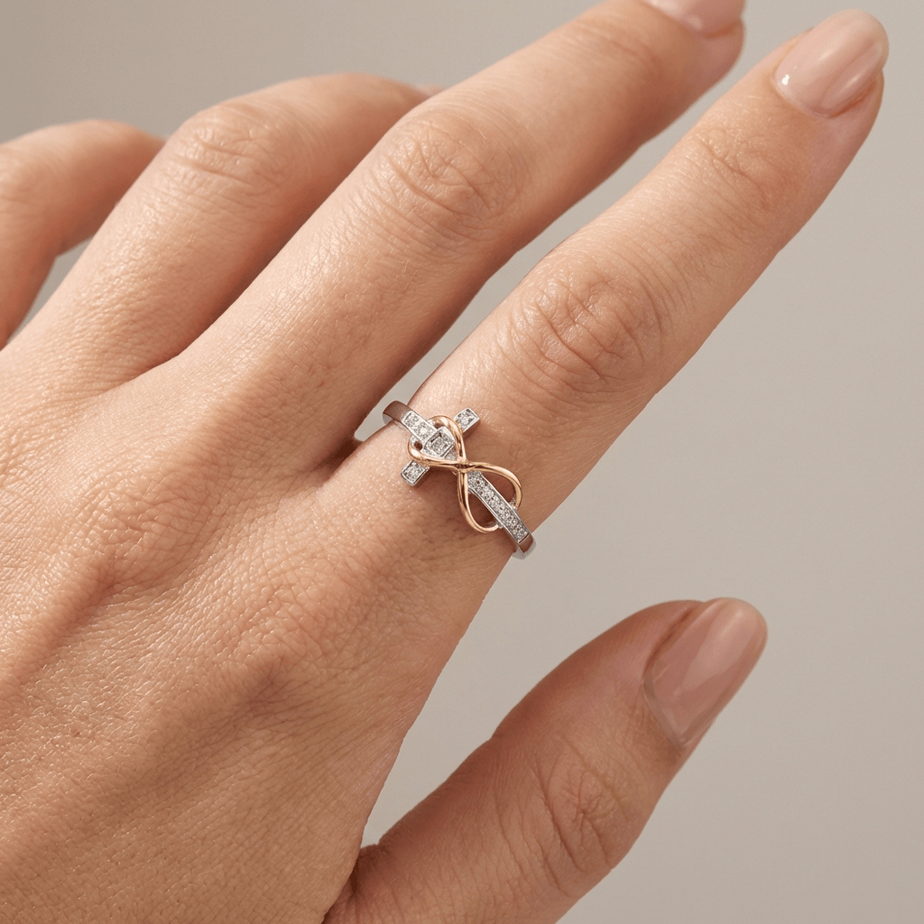 The Heritage Ring — Silver and Gold Two-Tone Cross Band