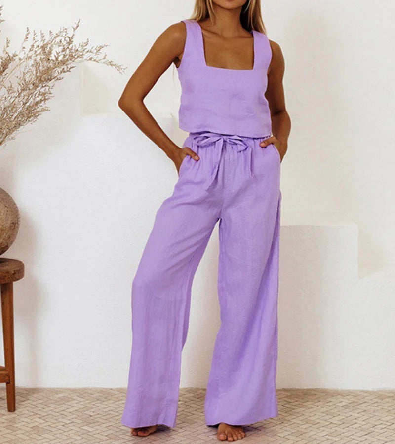 Lyra™ – Minimalist Top and Wide Pants Set - Aurora Classics