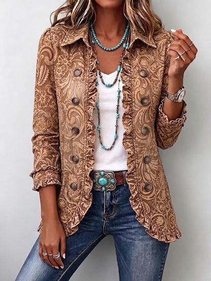 Bruna | Vintage Floral Ruffle Jacket