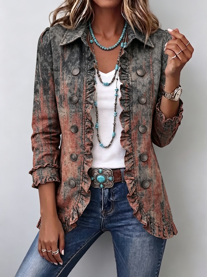 Vincenza | Gradient Textured Ruffled Jacket